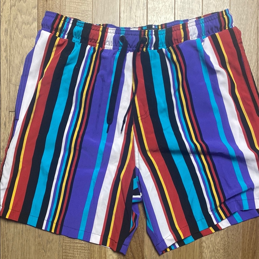 Colorful Striped Drawstring Shorts